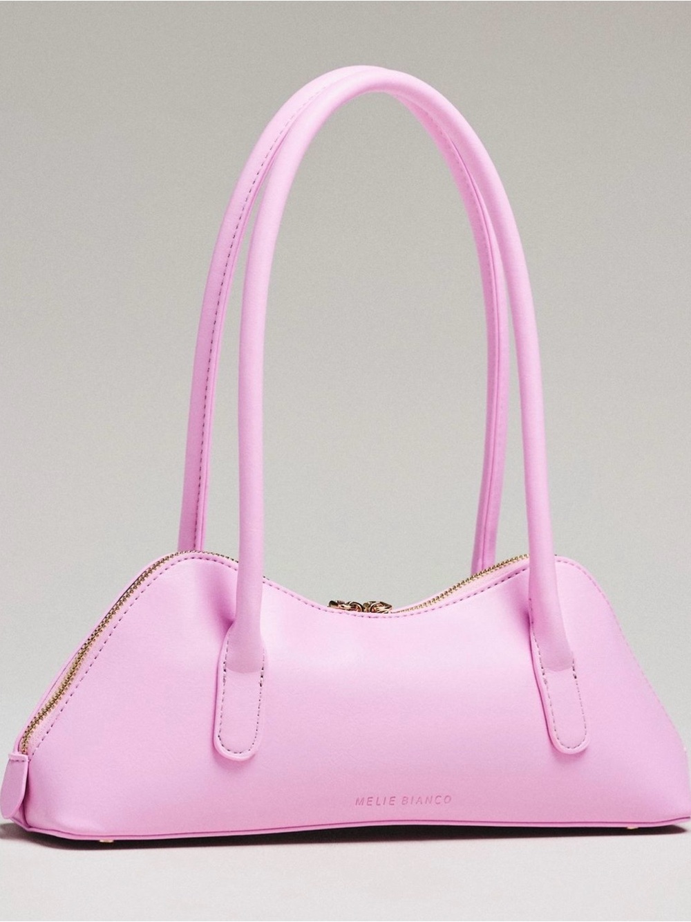 Melie Bianco Pastel Pink Shoulder Bag with Gold Hardware